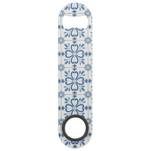 Kerst holly bladeren en bloemblaadjes tegels speed flessenopener (Voorkant)