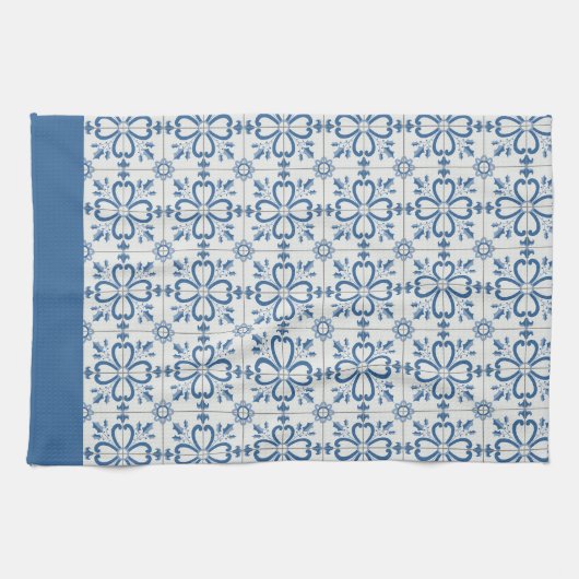 Kerst holly bladeren en bloemblaadjes tegels theedoek (Horizontaal)