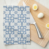 Kerst holly bladeren en bloemblaadjes tegels theedoek (Quarter Fold)