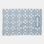 Kerst holly bladeren en bloemblaadjes tegels theedoek (Horizontaal)