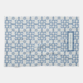 Kerst holly bladeren en bloemblaadjes tegels theedoek