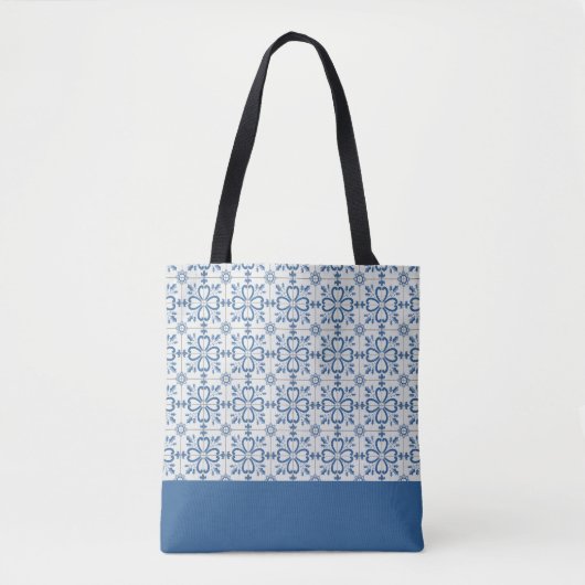 Kerst holly bladeren en bloemblaadjes tegels tote bag (Voorkant)