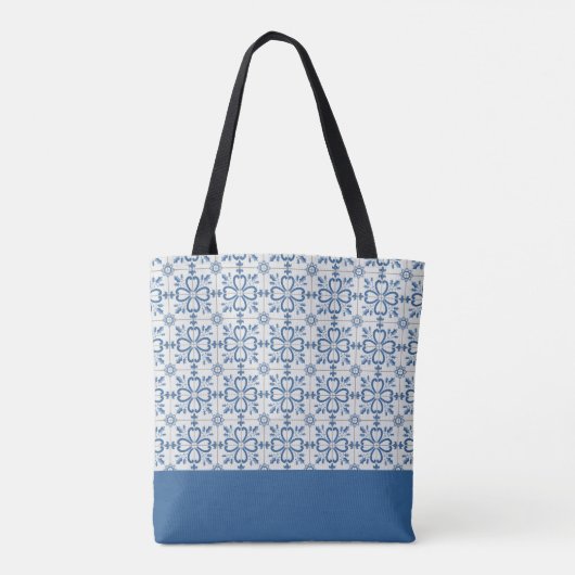 Kerst holly bladeren en bloemblaadjes tegels tote bag (Achterkant)