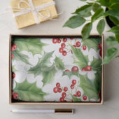 Kerst Holly bladeren en rode bessen naadloos Tissuepapier (Geschenk)