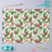 Kerst Holly bladeren en rode bessen naadloos Tissuepapier (Craft)