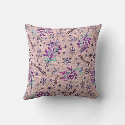 Kerst Holly boeket - Stoffig Roos Kussen (Achterkant)