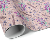 Kerst Holly boeket - Stoffig Roos - Roze Cadeaupapier (Rol Hoek)