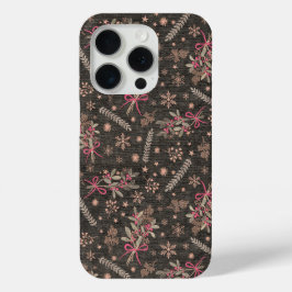 Kerst Holly boeket - Zwart iPhone 15 Pro Case