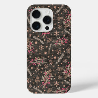 Kerst Holly boeket - Zwart iPhone 15 Pro Case
