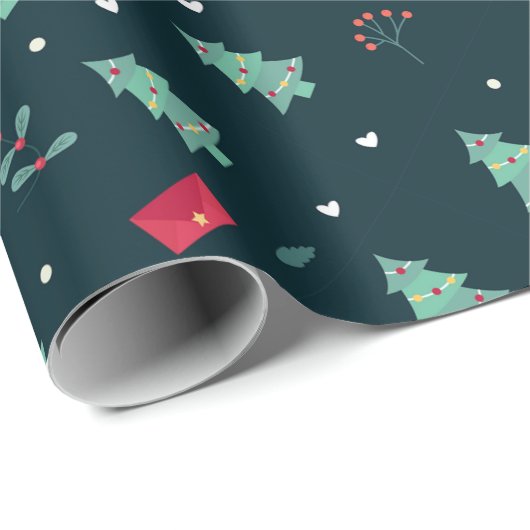 Kerst Holly, Bomen en Harten Cadeaupapier (Rol Hoek)
