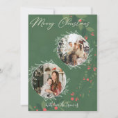 Kerst Holly Botanical Greenery 2 Foto Marine Feestdagenkaart (Voorkant)