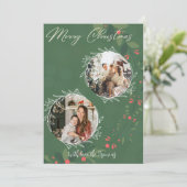 Kerst Holly Botanical Greenery 2 Foto Marine Feestdagenkaart (Staand voorkant)
