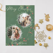 Kerst Holly Botanical Greenery 2 Foto Marine Feestdagenkaart