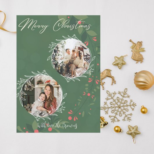Kerst Holly Botanical Greenery 2 Foto Marine Feestdagenkaart