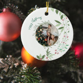 Kerst Holly Botanische Foto Marine Keramisch Ornament
