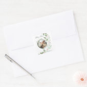 Kerst Holly Botanische Foto Marine Vierkante Sticker (Envelop)