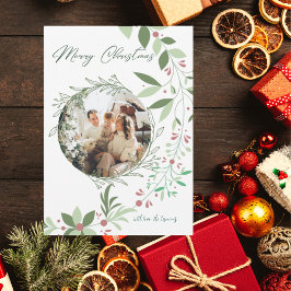 Kerst Holly Botanische Groen Foto Marine Bedankkaart