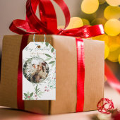 Kerst Holly Botanische Groen Foto Marine Cadeaulabel