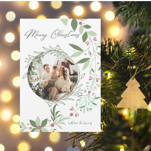 Kerst Holly Botanische Groen Foto Marine Informatiekaartje