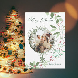 Kerst Holly Botanische Groen Foto Marine Kaart