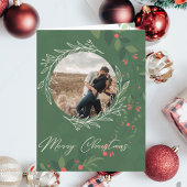 Kerst Holly Botanische Groen Foto Marine Kaart