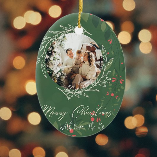 Kerst Holly Botanische Groen Foto Marine Keramisch Ornament