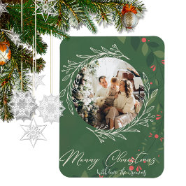 Kerst Holly Botanische Groen Foto Marine Magneet