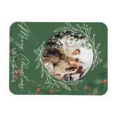 Kerst Holly Botanische Groen Foto Marine Magneet (Horizontaal)