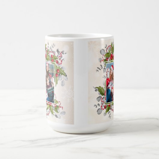 Kerst Holly Branch Foto Mok (Center)