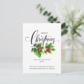 Kerst Holly Branch Holiday Corporate Greeting Briefkaart (Staand voorkant)