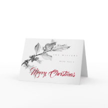 Kerst Holly Branch Pencil Kunsttekening Elegant