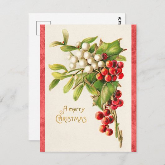  Kerst Holly Briefkaart (Voorkant / Achterkant)