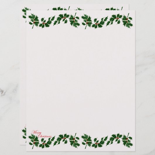 Kerst Holly Briefpapier (Voorkant / Achterkant)