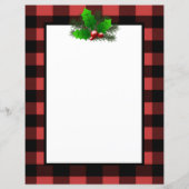 Kerst Holly Buffalo Plaid Gepersonaliseerd papier (Achterkant)