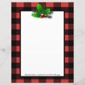 Kerst Holly Buffalo Plaid Gepersonaliseerd papier (Voorkant)