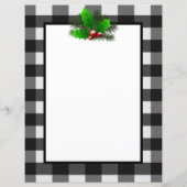 Kerst Holly Buffalo Plaid Gepersonaliseerd papier (Achterkant)