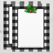 Kerst Holly Buffalo Plaid Gepersonaliseerd papier (Voorkant / Achterkant)