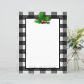 Kerst Holly Buffalo Plaid Gepersonaliseerd papier (Staand voorkant)