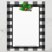 Kerst Holly Buffalo Plaid Gepersonaliseerd papier (Voorkant)