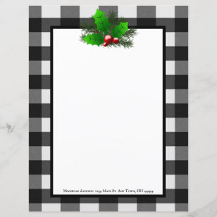 Kerst Holly Buffalo Plaid Gepersonaliseerd papier