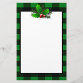 Kerst Holly Buffalo Plaid Gepersonaliseerd papier (Achterkant)