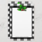 Kerst Holly Buffalo Plaid Gepersonaliseerd papier (Voorkant / Achterkant)