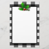 Kerst Holly Buffalo Plaid Gepersonaliseerd papier (Achterkant)