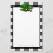 Kerst Holly Buffalo Plaid Gepersonaliseerd papier (Voorkant)