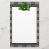 Kerst Holly Buffalo Plaid Gepersonaliseerd papier (Achterkant)