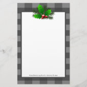 Kerst Holly Buffalo Plaid Gepersonaliseerd papier (Voorkant)