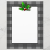 Kerst Holly Buffalo Plaid Gepersonaliseerd papier (Achterkant)
