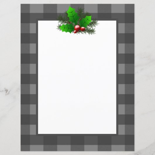 Kerst Holly Buffalo Plaid Gepersonaliseerd papier (Achterkant)