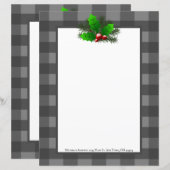Kerst Holly Buffalo Plaid Gepersonaliseerd papier (Voorkant / Achterkant)