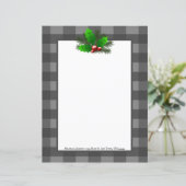 Kerst Holly Buffalo Plaid Gepersonaliseerd papier (Staand voorkant)